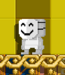 A player wearing the Smiling Mask.