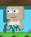 A player wearing the Aqua Crystal Skirt