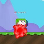 The red splat left by a thrown Tomato