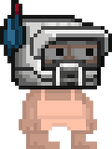 A player wearing the Startopian Empire - Combat Troop Mk.II Helmet.