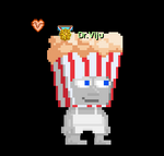 A player wearing the Popped Corn Head