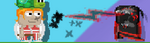 Former moderator AtomicShadow punching with the Atomic Shadow Scythe equipped