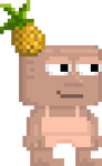 A player wearing the Petite Pineapple Hair Pin.