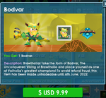 Bodvar's purchase screen