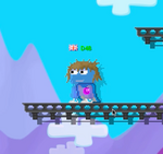 A player being frozen with a Snowball