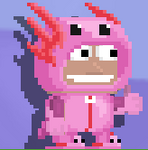 A player wearing an Axolotl Hood, Axolotl Onesie, and Axolotl Slippers