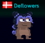 A player wearing Joyful Bun Hair with 8 blue dye