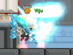 A player with a Legendary Comet Hair and Spirit Guide equipped (as of June 1, 2019, this visual glitch has been patched)