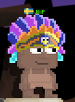 A player equipping a Feather Headdress.