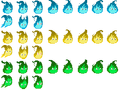 The textures of the three possible sprites