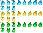 The textures of the three possible sprites