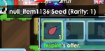 A Null Seed is seen in a trade box. The seed is a placeholder for Mars Blast.