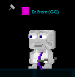 A player wearing the Worn Obsidian Pickaxe