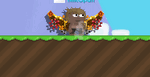 An animated image of a player equipping a Steampunk Wings.