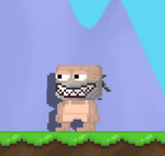 A player wearing the Evil Grin.
