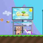 A player punching while equipping a Unicorn Garland