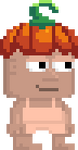 A player wearing the Carved Pumpkin Hat.