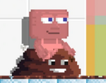 A player with a Riding Poop equipped