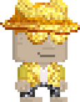A player wearing the full Golden Sequin Party set
