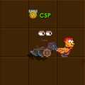 A player wearing a Chicken Plow with One Ring equipped