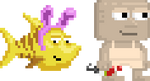 A player wearing the Totally Legit Bunnyfish Leash