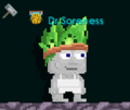 A player wearing the Fruit Warrior Hair - Kiwi Clan