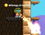 Player using the Burning Hands to smash a block.