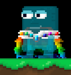 A player with the Rainbow Crystal Cloak equipped
