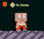 A player wearing the Pop Zombie Pants.