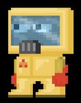 A player wearing the full Hazmat set