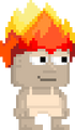 A player wearing the Ash's Fiery Hair.