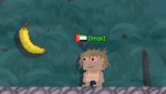 A player picking up an Adventure Item - Banana