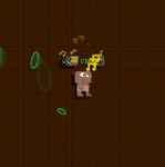 A player dancing with Floating Speakers equipped
