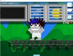 A player with Blue Hair Dye, wearing the Spikey Anime Hair.