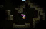 Player with Ring of Night equipped, surrounded by Dark Cave Background