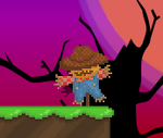A scarecrow placed in a Harvest Moon-blasted world.