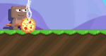 A player wearing the Giant Pineapple Pizza Paddle