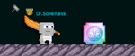 A player wearing the Papaya Bussin' Sword