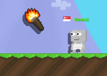 A player picking up an Adventure Item - Torch