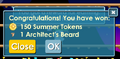 The message appearing when an Architect's Beard is claimed as a prize.