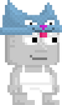 A player wearing the Blue Cat As A Hat