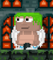 A player wearing the Slimy Green Hair