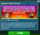 Beach Party Ticket's purchase screen
