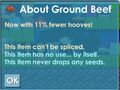 Ground Beef's in-game descriptions.
