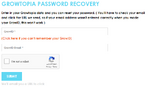 The password recovery form website screen.