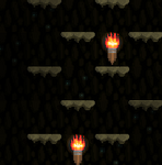2 Torch lighting up a dark area composed of Dark Cave Background