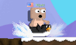 A player gliding with the Sledding Penguin