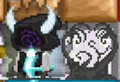 A player wearing Demented Cowl on Looming Shadows