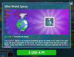 Ultra World Spray's purchase screen