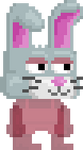 Simulation of an @Moderator wearing the Meh, Bunny Mask.